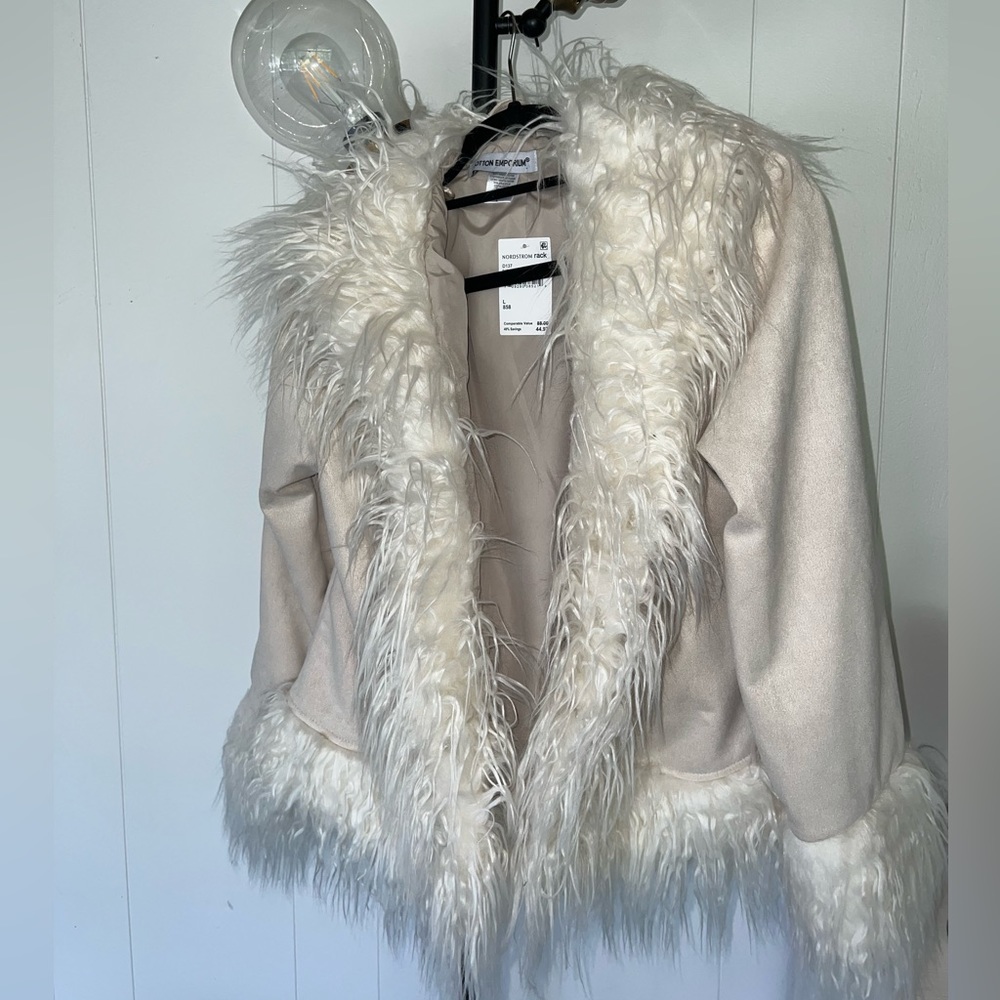 Fur trimmed suede jacket